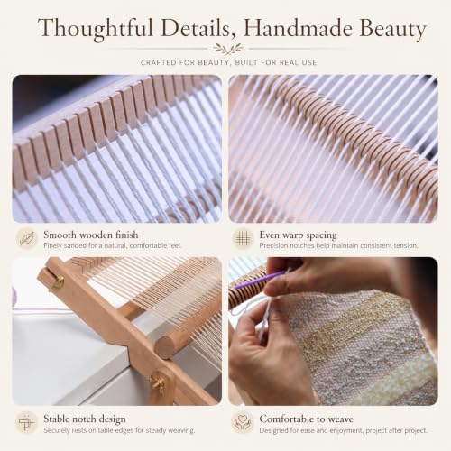 Weaving Loom for Adults & Kids - Weaving Loom Kit | Beginner-Friendly Table Loom & Lap Loom with Yarn, Canvas Tote Bag,Tools & Instructions | Wooden Loom for Multicraft Projects (15.8 x 11.8 inches)