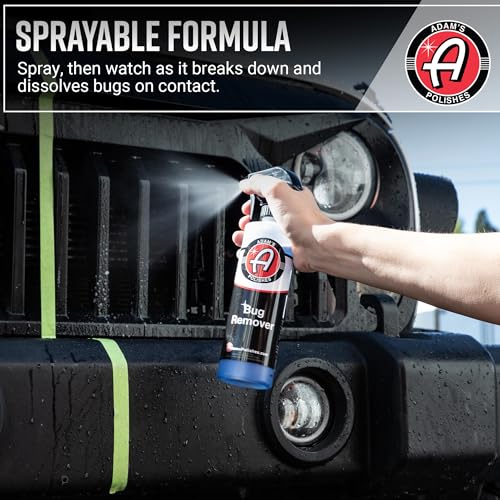 Adam's Car Bug Remover (16oz) - Powerful Car Bug Remover For Car Detailing | All Purpose Spray Removes Bug & Tar From Plastic, Rubber, Metal, Chrome, Glass, RV, Boat, Motorcycle - size: 16 Fl Oz (Pack of 1)