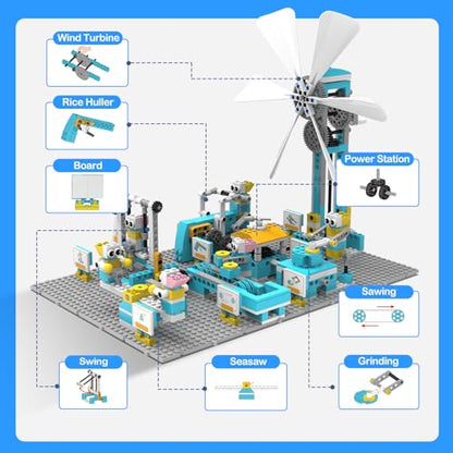 makerzoid STEM Robot Toys Building Kits, Happy Farm Building Toys with Motor for Kids Ages 6+, Engineering Science Learning Educational DIY Stem Projects Robot for Boys & Girls (570+ Pcs)