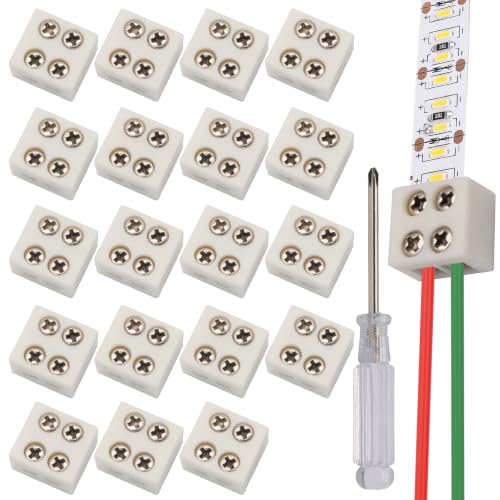 20 Pcs 2 Pin 10mm LED Strip Connector, Solderless Terminal - size: 2Pin 10mm