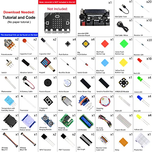 Freenove Ultimate Starter Kit for BBC Micro:bit (Not Included, Works with V1 & V2), 316-Page Detailed Tutorial, 224 Items, 44 Projects, Blocks and Python Code - color: Without micro:bit