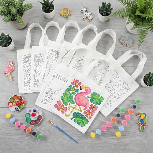 Aliceset 16 Pcs Color Your Own Bag Tote Bag Painting - style: Tropical Animal