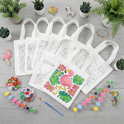 Aliceset 16 Pcs Color Your Own Bag Tote Bag Painting - style: Tropical Animal