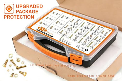 612pcs Heavy Duty SAE Grade 8 Bolts and Nuts Kit, 1/4-20,5/16-18,3/8-16,1/2-13 Bolt Assortment Kit Including Nuts Washers, Yellow Zinc Plated - size: 612 PCS 1/4-20, 5/16-18, 3/8-16, 1/2-13