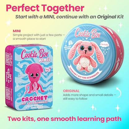 Cookie Box Crochet Kit for Beginners, Squid Inky - color: Hot Pink