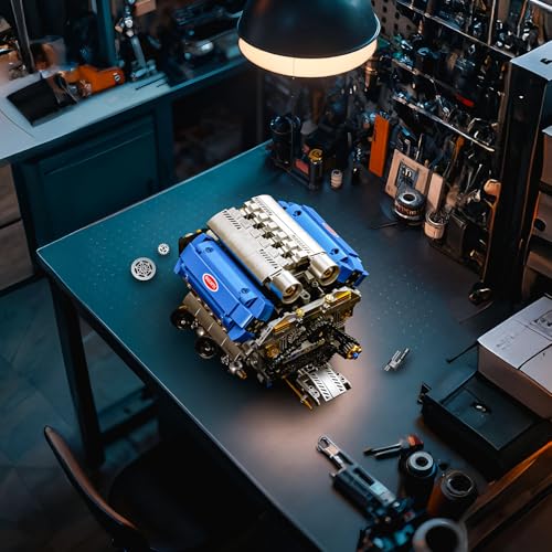 UNCLE BRICK V8 Engine Model Kit that Runs, Motorized Engine Building Set for Adults, Working Visible Engine with Chain & Cylinder Linkage, STEM Mechanical Building Toy Gift for Car Enthusiasts