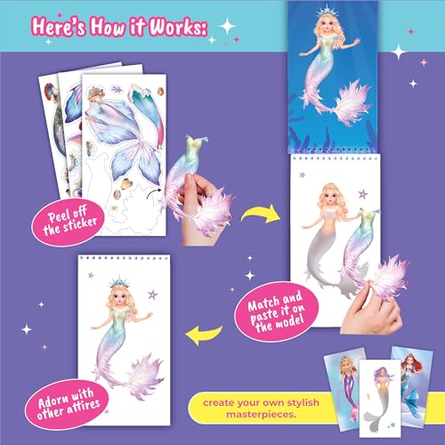 BSCOOL Mermaid Sticker Book Activity Book for Kids Girls - color: Sticker Dress Up Mermaid