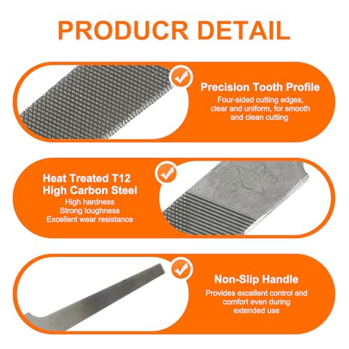 HARFINGTON Flat Coarse Cut File 16" Double Cut Teeth High Carbon Steel Hand Rasp File without Handle for Metal Wood Deburring Removing - size: 16", style: Coarse