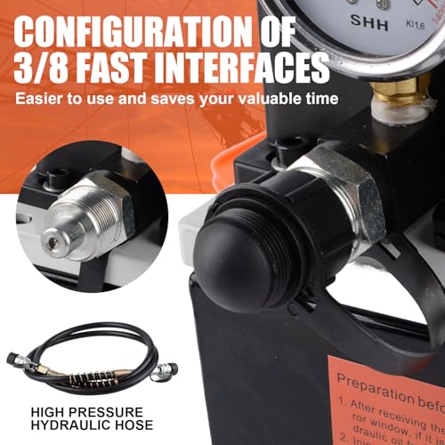 HZLZRZ Electric Hydraulic Pump Power Pack, Single Acting 110v/120v 10000 psi,Unit 2 Stage(1st Stage/290 Psi, 2nd Stage/10,000 Psi), One Way Mini in Battery Version, no Need to Plug in - style: HZLE-700