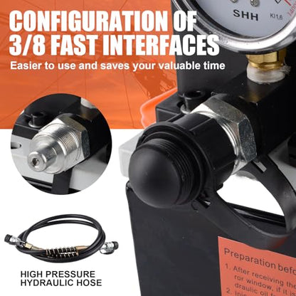HZLZRZ Electric Hydraulic Pump Power Pack, Single Acting 110v/120v 10000 psi,Unit 2 Stage(1st Stage/290 Psi, 2nd Stage/10,000 Psi), One Way Mini in Battery Version, no Need to Plug in - style: HZLE-700