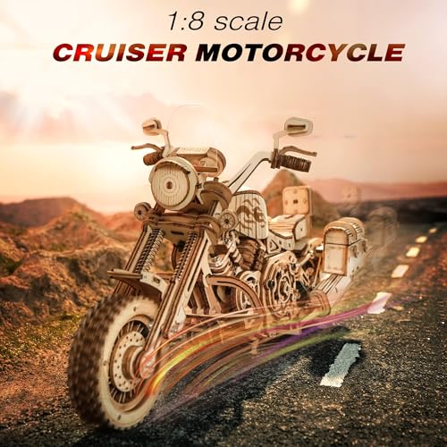 ROKR 3D Wooden Puzzles for Adults 1:8 Scale Motorcycle Model Car Kits to Build - DIY Wood Craft Hobbies for Adults/Men/Women Cool Gifts Home Decor