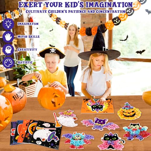 Lonfliness 8 Pcs Halloween Poke in Craft Kits for Kids Mess Free DIY Art - style: Halloween