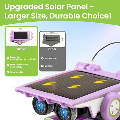 Sillbird Solar Building Robot Kit, 12-in-1 STEM Gift for Boys Aged 8-14 - color: Purple-green