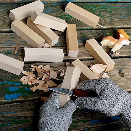 Basswood Carving Blocks, 16PCS Whittling Wood Blocks Kit with 2 Different Sizes, Easy to Use, for Kids and Adults - color: 16 PCS