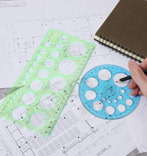 2 Pcs Circle Ruler, Multi-Function Circle Templates Stencil for Drawing - color: Blue & Green