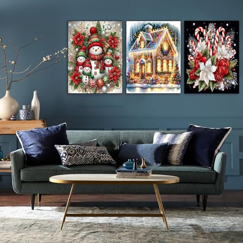 3 Pack Diamond Art Kits for Adults Christmas Diamond Painting Kit 12x16in - color: 3 Pack Christmas-C, size: 11.8 x 15.7 inches