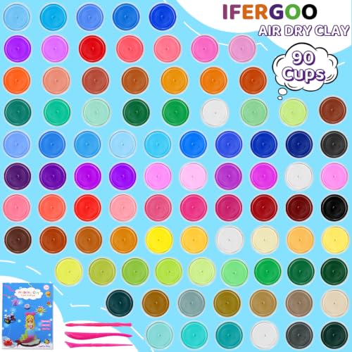 ifergoo Air Dry Clay Kit - 90 Colors Magic Foam Modeling Clay for Kids - color: 90 Colors