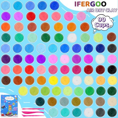 ifergoo Air Dry Clay Kit - 90 Colors Magic Foam Modeling Clay for Kids - color: 90 Colors