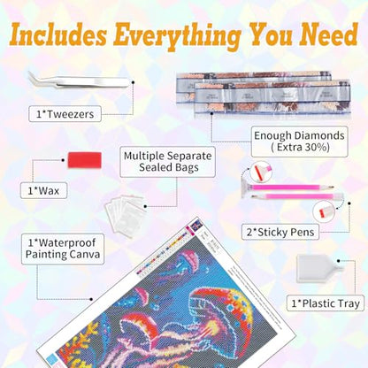 Jellyfish Diamond Art Kits for Adults Beginners 12x16 in, DIY Craft Gift - color: DP-US10