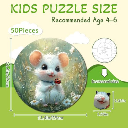 Animal Wooden Puzzles for Kids Ages 6-8 - Woodland Mouse - color: Woodland Mouse