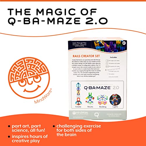 MindWare Q-BA-Maze Rails Creator Set The Next Generation Marble Maze Kids Toys - STEM Marble Run - Recommended for Ages 6+ - Educational Gift for Boys and Girls