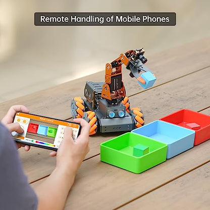 MasterPi 5DOF Robotic Arm for RaspberryPi 5 AI Vision Tracking Target Sorting Line Follow Open Source Programming Smart Robot Car Kit for Teen Adult STEM Educational Building Robot, RPi Not Included