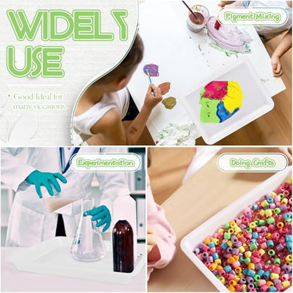 12 Pack Plastic Art Trays,Activity Crafts Tray,Stackable Serving Tray for Kids DIY Projects,Painting,School,Home,Beads(White) - style: 12PCS White