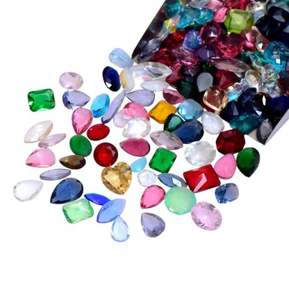 Mixed Natural Glass Loose Gemstones | Grade A+ (Natural Inclusions) | Hand Cut & Polished Gemstone Mix | Bulk Gemstone Lot for Jewelry Making, Craft, Healing (100 Carats)