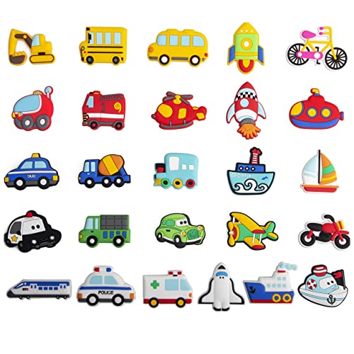 WISESTAR 26PCS Transports Rubber Fridge Magnets for Kids- Aircraft, Boat, Vehicle, Car Refrigerator Magnet for Whiteboard - Educational Toy Tool School Prize Birthday Gift- Kids Over 3 Years