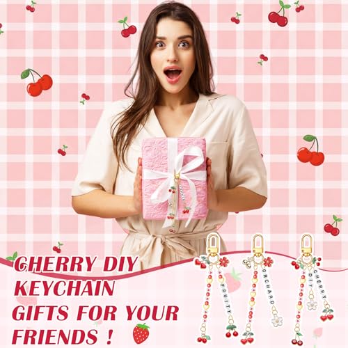 CraftyDream 558 Pcs Cherry Charm Keychain Making Kit DIY Crafts - style: Cherry