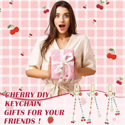 CraftyDream 558 Pcs Cherry Charm Keychain Making Kit DIY Crafts - style: Cherry