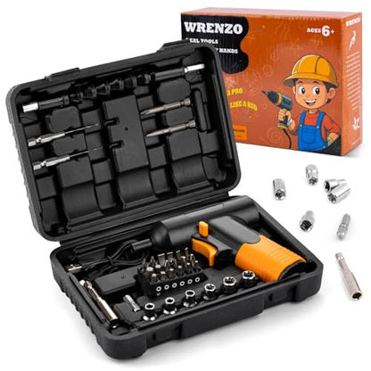Kids Tool Set, Kids Tool Box, Small Drill, 32pcs Real Toolbox for Child, Drill Set with Charger & Portable Case, Educational DIY Toys for Boys & Girls