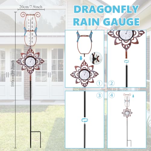 Rain Gauge,Hummingbird 7 inch Rain Gauge Outdoor with Thermometer - color: Thermometer