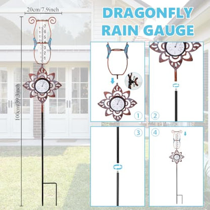 Rain Gauge,Hummingbird 7 inch Rain Gauge Outdoor with Thermometer - color: Thermometer