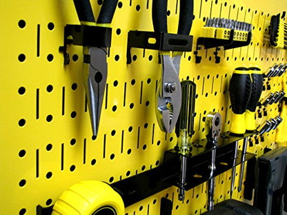 Wall Control Pegboard Rack Horizontal Metal Pegboard Garage Tool Storage Pack - Two 32-Inch Wide x 16-Inch Tall Easy To Install Peg Boards (Yellow) - color: Yellow