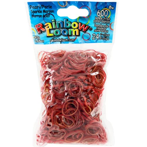 Rainbow Loom® Pearl Collection: Sparkle Maroon Rubber Bands with 24 C-Clips (600 Count)
