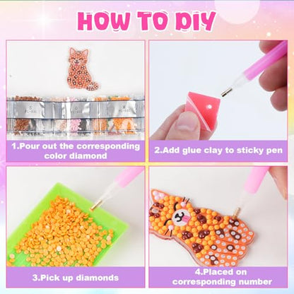 Labeol Diamond Art Kits for Kids with 5D Diamond Creat Your Own GEM Keychains Arts and Crafts for Kids Ages 8-12 Christmas Stocking Birthday Gifts for Kids 6+ - style: Cat
