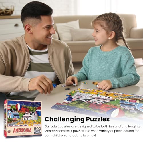 MasterPieces - 500 Piece Jigsaw Puzzle, Large EZ Grip Shapes, Free Wheeling, Fun for Adults, Seniors, Family, Kids, 19.25" x 26.75" - style: Free Wheeling