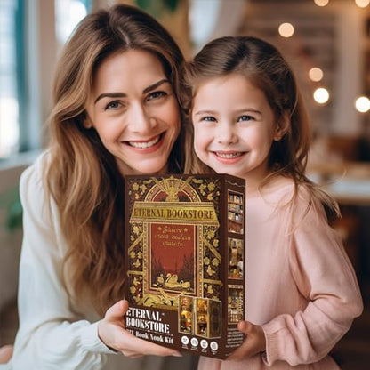 Cutefun Book Nook Kit Library - DIY Miniature Booknook Kit for Adults