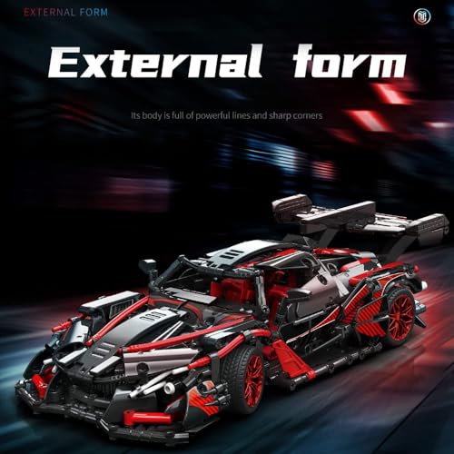 APAWR Adults Challenging Racing Car Building Blocks Kit，1:14 1391 Pieces Car Model Building Set DIY Toys for Boys Age 12 13 14 15 16 - color: Black