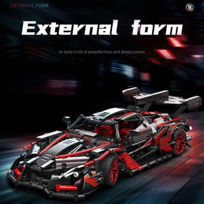 APAWR Adults Challenging Racing Car Building Blocks Kit，1:14 1391 Pieces Car Model Building Set DIY Toys for Boys Age 12 13 14 15 16 - color: Black