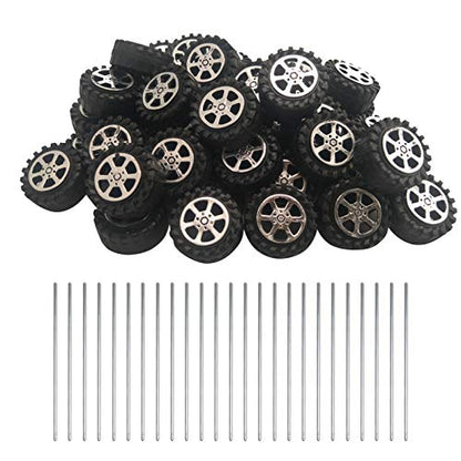 EUDAX 50pcs Plastic Roll 2mm Dia Shaft Toys Wheel and 25Pcs STEM Shaft Round Rod Axles for DIY Toy RC Car Truck Boat Helicopter Model Part
