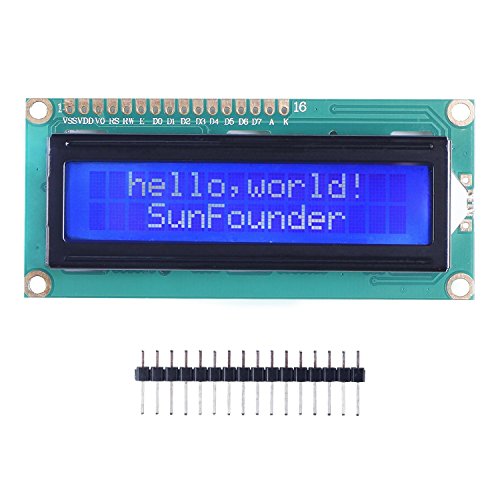SunFounder LCD1602 Module with 3.3V Backlight Compatible with Arduino R3 Mega2560 Raspberry Pi 16x2 Character White on Blue Background - color: LCD1602 (1Pack)