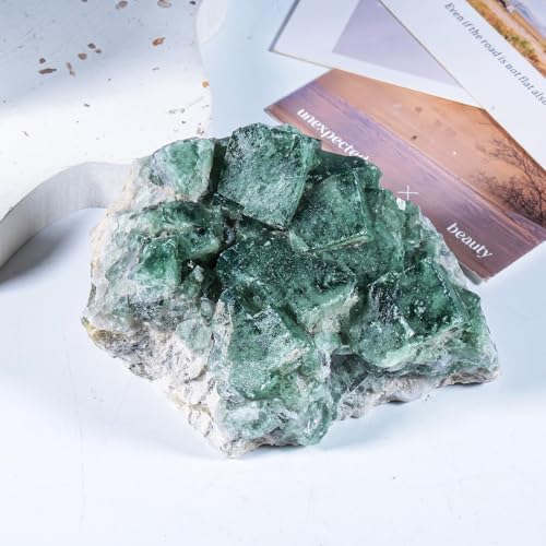 Sportmusies Natural Green Fluorite Crystal Cluster, 1.97-6.3 inches - size: 1.97 - 6.3 Inch