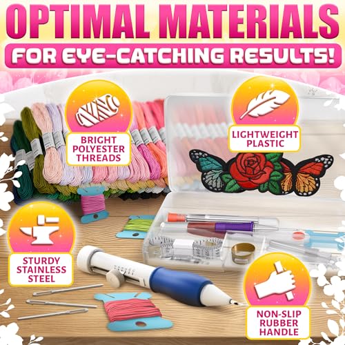 137-Piece Embroidery Kit for Beginners with 100-Color Floss