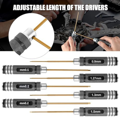 Professional RC Titanium Plated Ti Coated Hex Screwdriver Set 7PCS