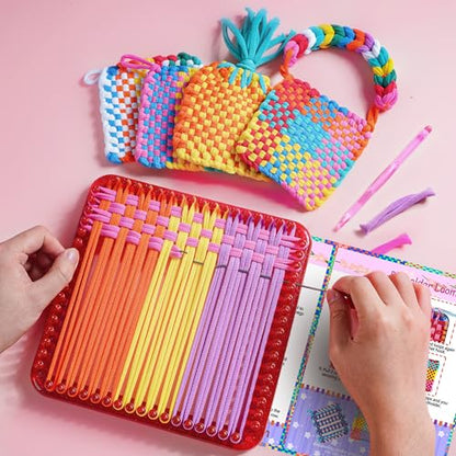 REENLIV Upgraded Weaving Loom Kit Toys for Kids & Adults, DIY Arts & Crafts - color: Red