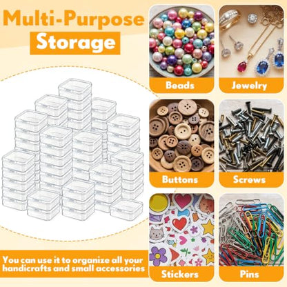 SATINIOR 48 Packs Clear Small Plastic Containers Transparent Storage Box with Hinged Lid for Small Items Crafts Jewelry (2.12 x 2.12 x 0.79 Inches) - size: 2.12 x 2.12 x 0.79 in