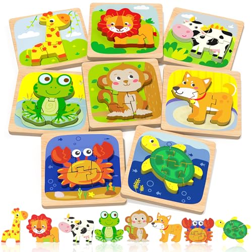 Benresive Wooden Toddler Puzzles, Montessori Toddler Toys for 1 2 Year Old - style: 8 PCS