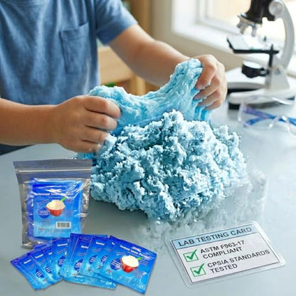 Science Gone Fun Instant Snow Powder - 20 Individual Packs, Makes 40+ Cups of Artificial Snow, Add Water to Create Fluffy Sensory Fake Snow, Ideal for Slime, Holiday Displays, and Science Experiments